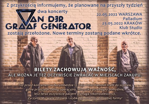 Van Der Graaf Generator – koncert nie odbędzie się!